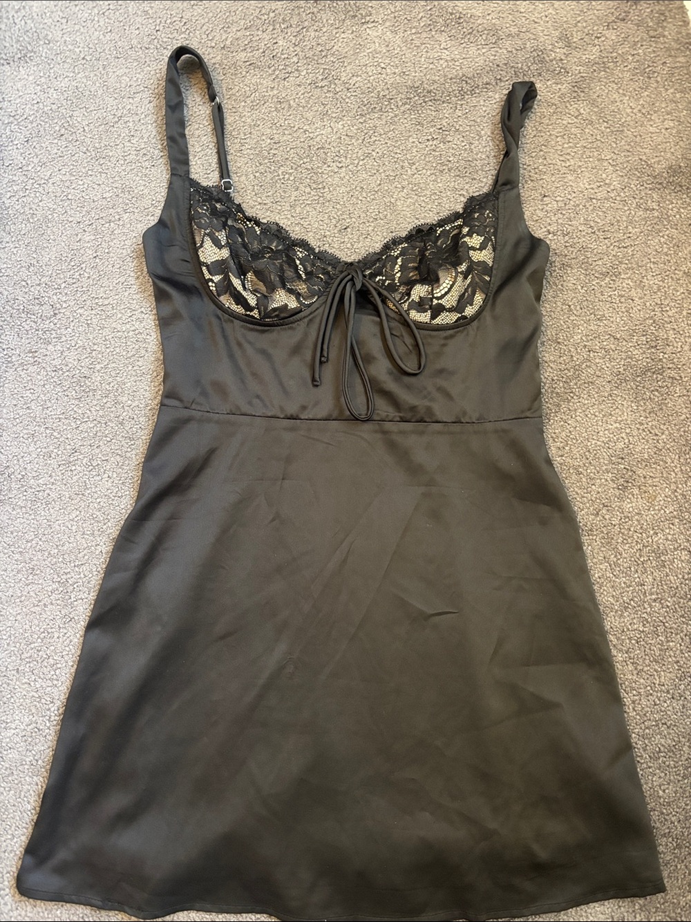 THATSSOFETCH Black Satin Bra dress size usa 6
